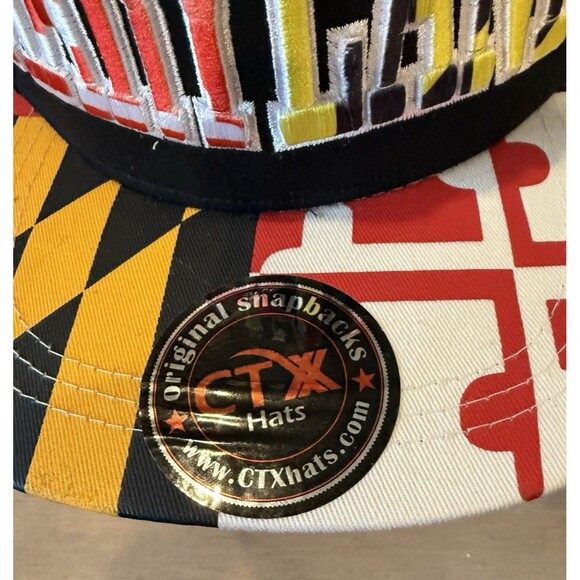 Hat Maryland Snap Back MD Flag Hat Cap CTX Black with Flag on Brim & Hat - Picture 2 of 12